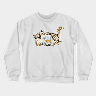 Cat and Goldfish Funny Cat Crewneck Sweatshirt